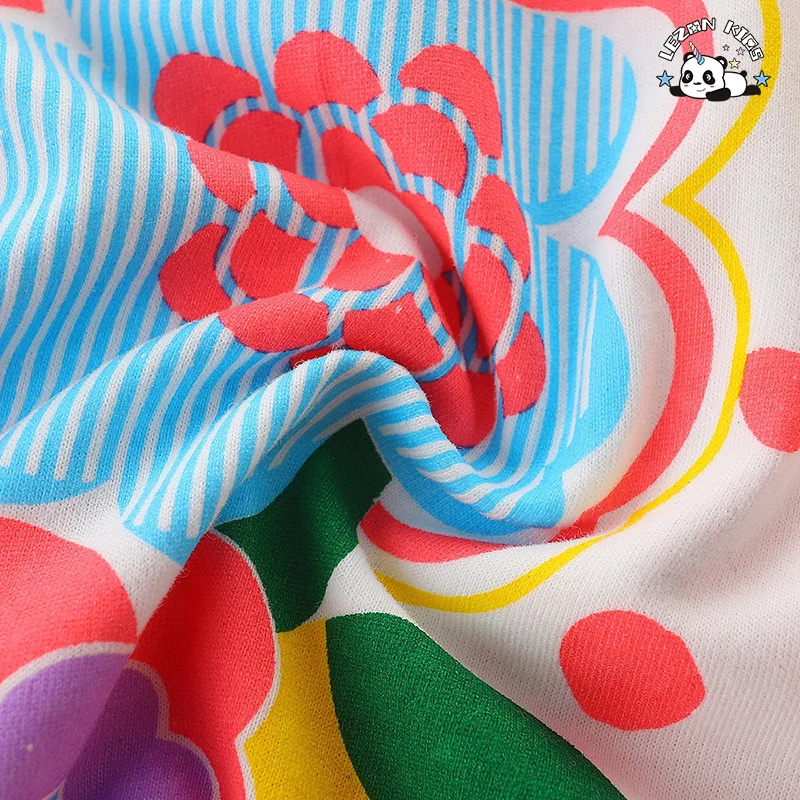 LEZONKIDS - Vestido de verão com estampa de desenho animado e gola redonda para menina